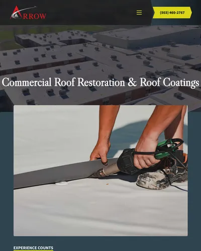 Arrow Roofing service page screenshot — example of a service-specific landing page